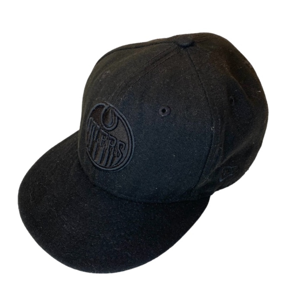 SOLD Oilers Black on Black Logo New Era Hat